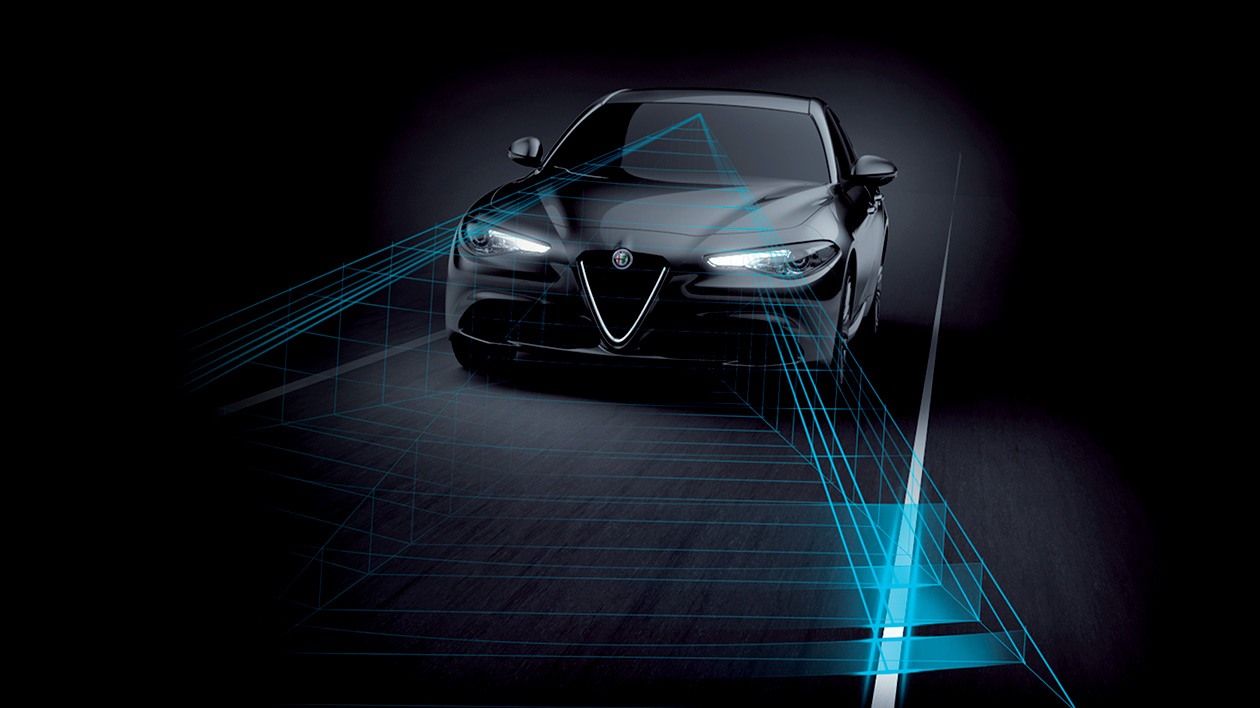 Visualisation of the Giulias lane keeping sensors