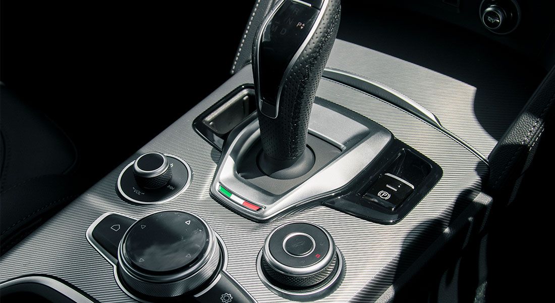 Close up view of the Stelvio centre console