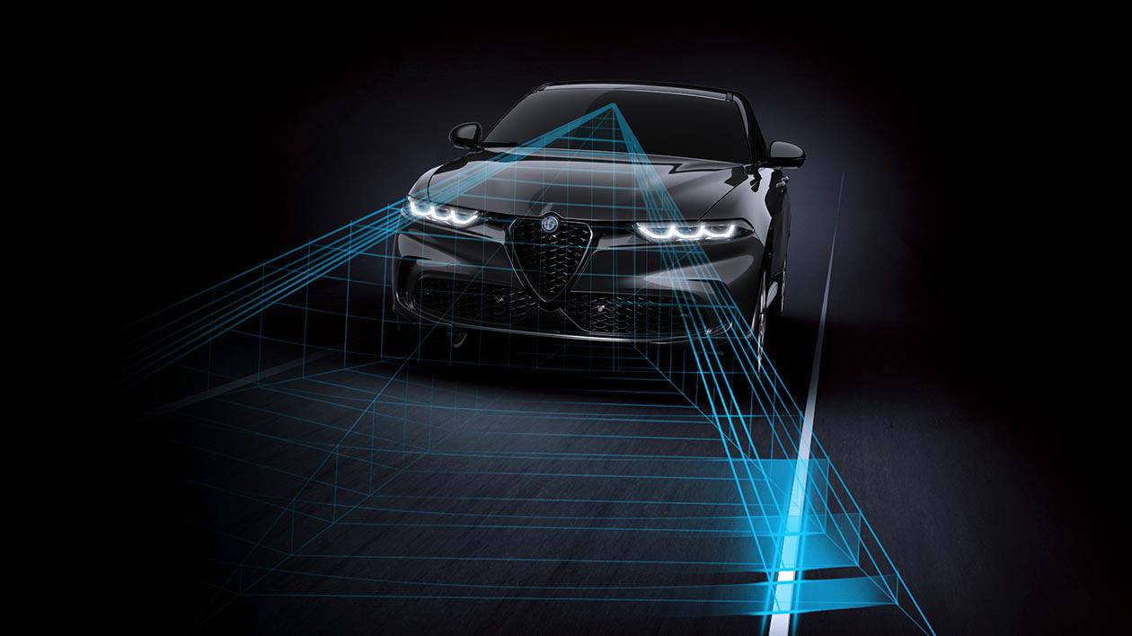visualistaion of an Alfa Romeos lane control system showing guidelines